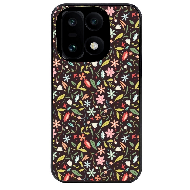 Coque noire taperso pour OnePlus 15 avec motif petites feurs multicolores protection antichoc personnalisée