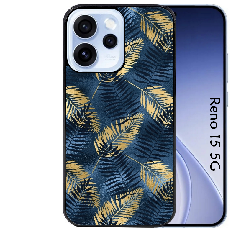 Coque noire taperso pour OPPO Reno 15 et F FS 5G avec motif palmier bleu protection antichoc personnalisée