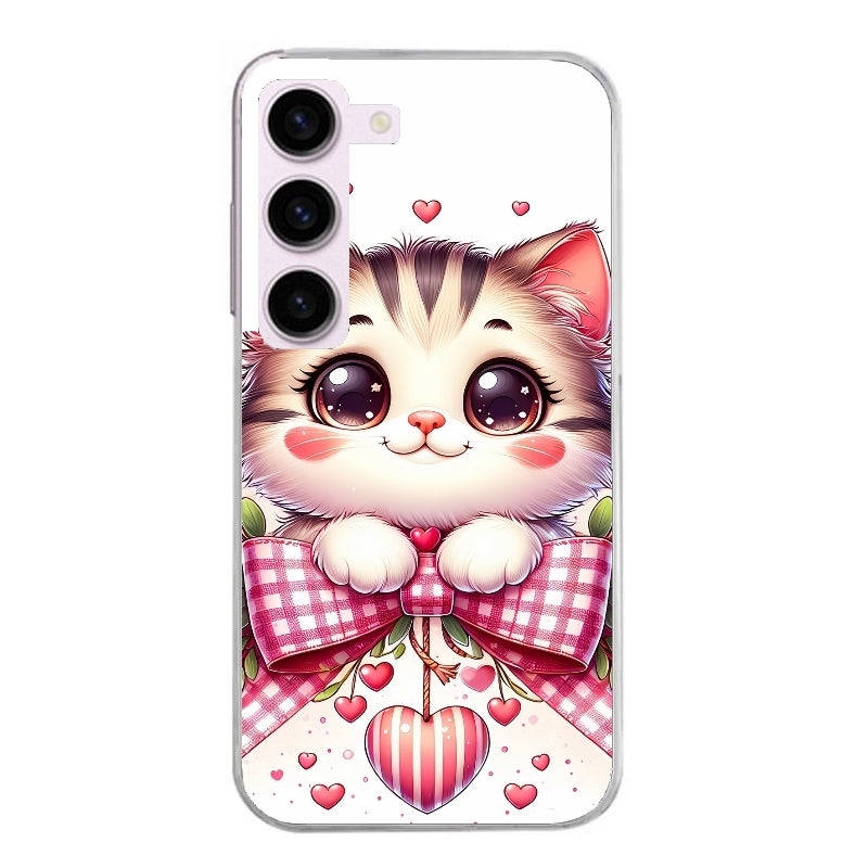 Coque taperso pour Galaxy A13 4G et 5G A23 A53 avec motif chat noeud et coeur protection antichoc personnalisée