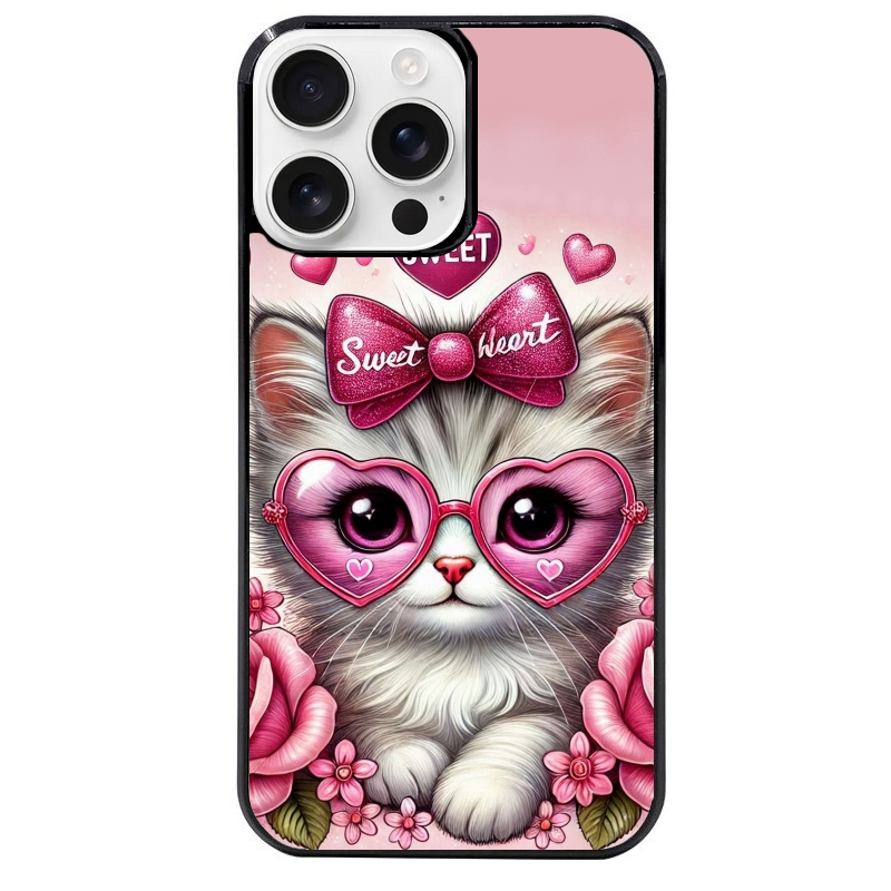 Coque noire taperso pour Iphone 16 16E PLUS MAX PRO avec motif chat lunettes protection antichoc personnalisée