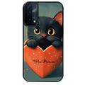 Coque noire taperso pour OPPO A54 et A74 5G avec motif chat et coeur avec prenom protection antichoc personnalisée