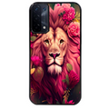 Coque noire taperso pour OPPO A54 et A74 5G avec motif lion et fleurs rose protection antichoc personnalisée