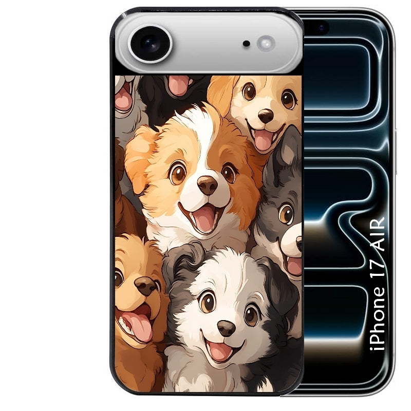 Coque noire taperso pour Iphone 17 17E AIR MAX PRO avec motif chien smile protection antichoc personnalisée