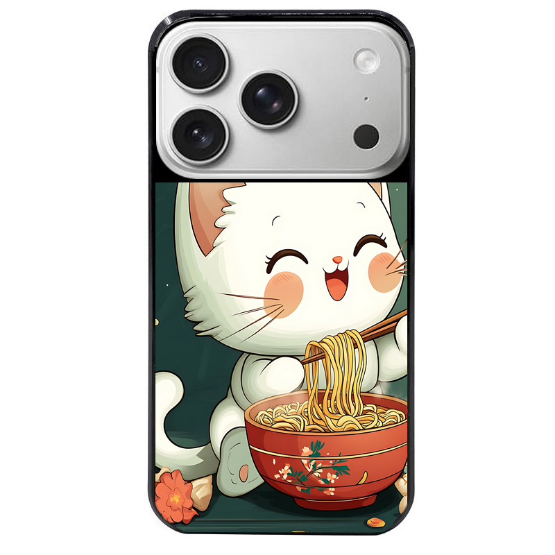 Coque noire taperso pour Iphone 17 17E AIR MAX PRO avec motif chat ramen nuage protection antichoc personnalisée