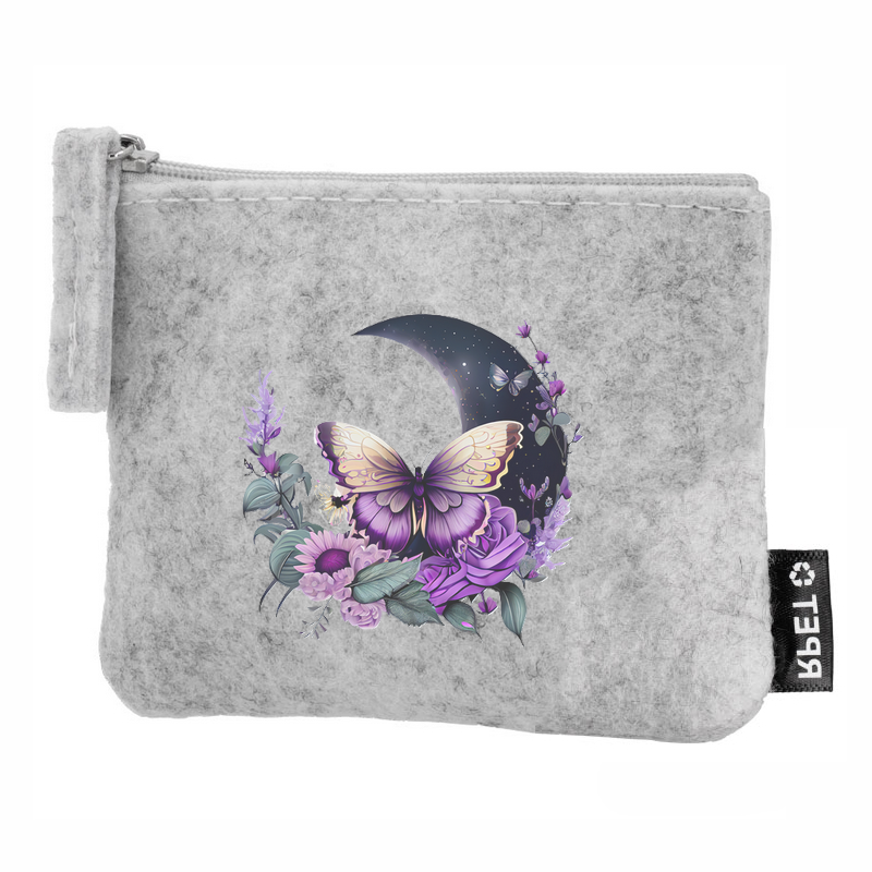 Porte monnaie personnalisé papillon lune en feutrine en feutrine