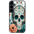 Coque noire taperso pour galaxy A06 A16 A26 A36 A56 avec motif mort mexicaine turquoise protection antichoc personnalisée