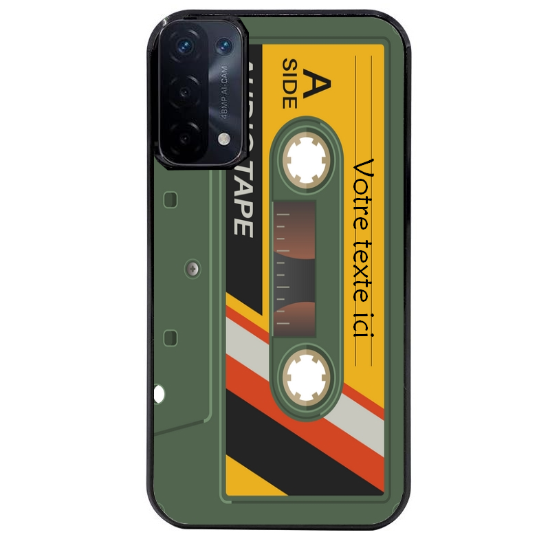Coque noire taperso pour OPPO A54 et A74 5G personnalisable avec motif cassette kaki protection antichoc personnalisée