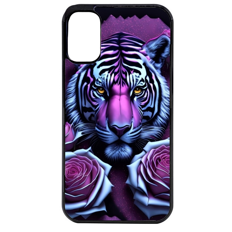 Coque noire taperso pour Moto E13 E14 E15 avec motif tigre uv style manga protection antichoc personnalisée