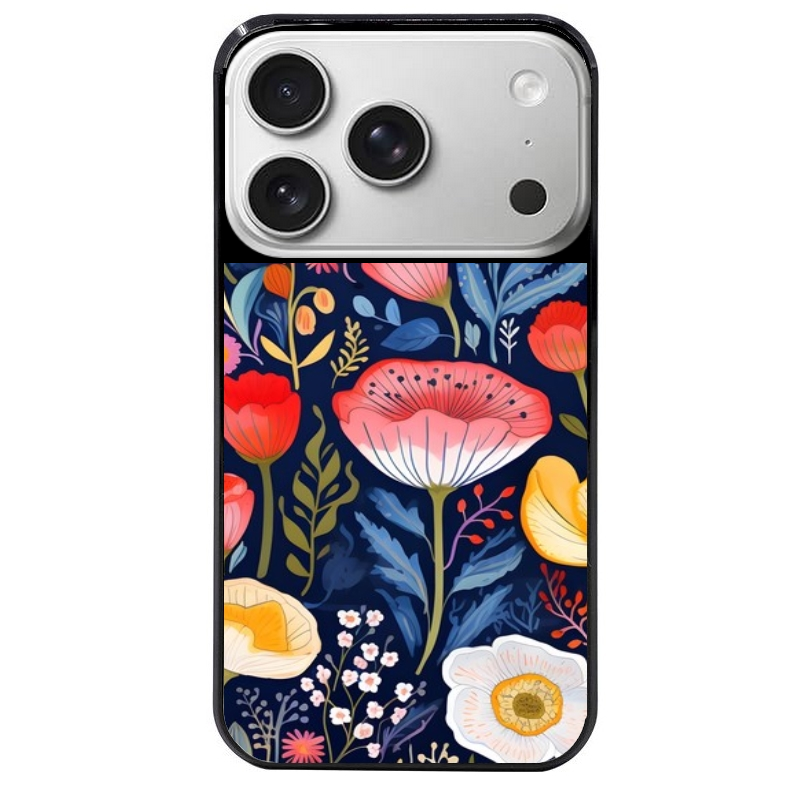 Coque noire taperso pour Iphone 17 17E AIR MAX PRO avec motif fleur coquelicot protection antichoc personnalisée