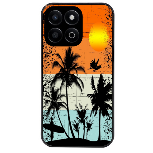Coque noire taperso pour Honor X6B X5C X5C PLUS avec motif hawai sun protection antichoc personnalisée