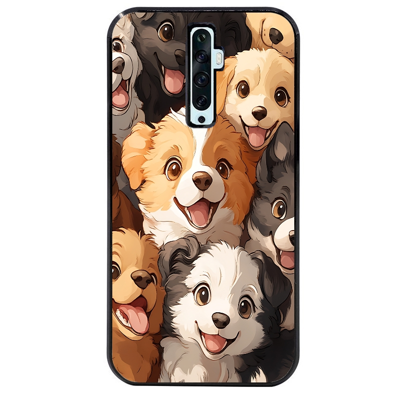 Coque noire taperso pour OPPO Reno 2 et 2Z avec motif chien smile protection antichoc personnalisée