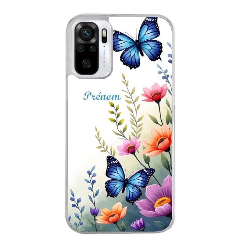 Coque taperso pour Redmi Note 10 4G 5G PRO 10S avec motif papillon prenom personnalisee protection antichoc personnalisée
