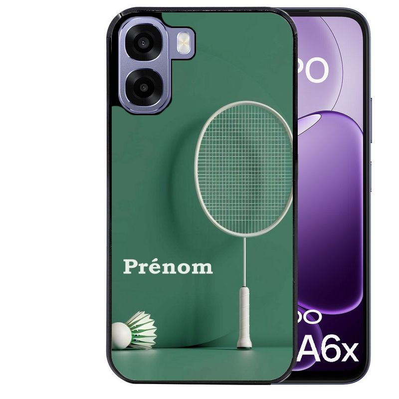 Coque noire taperso pour OPPO A6 A6X 4G et 5G avec motif badminton sport personnalise protection antichoc personnalisée