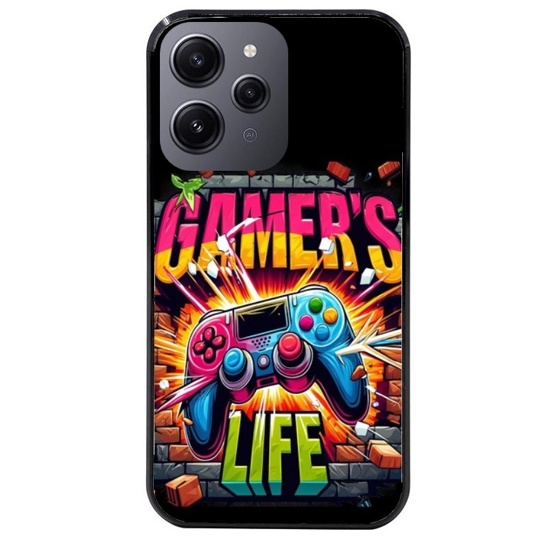 Coque noire taperso pour Redmi 12 4G et 5G avec motif gamer life protection antichoc personnalisée