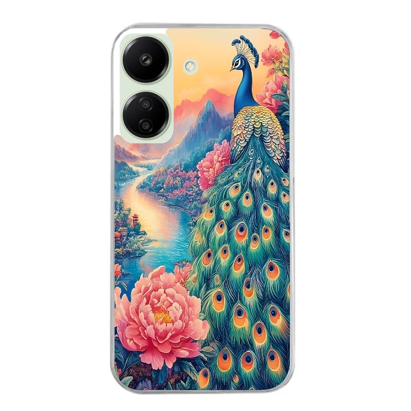 Coque taperso pour POCO C65 4G avec motif paon japan protection antichoc personnalisée