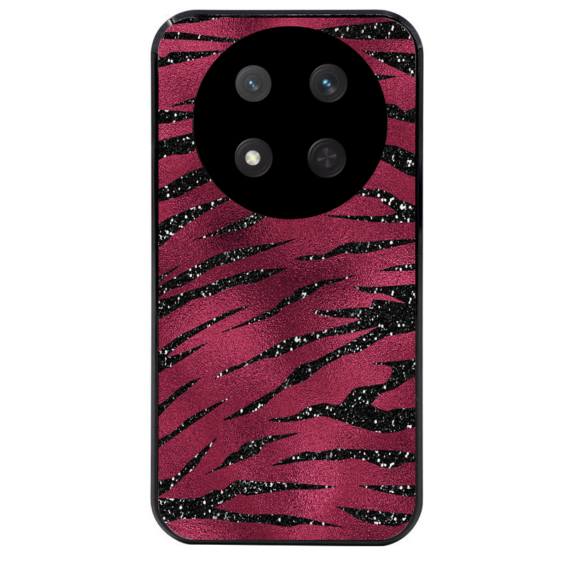 Coque noire taperso pour Magic 7 LITE et PRO avec motif zebre grenat protection antichoc personnalisée