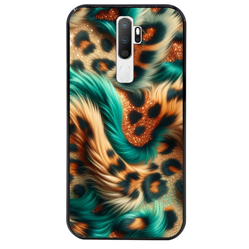 Coque noire taperso pour OPPO A5 A9 2020 avec motif effet fourrure leopard 3 protection antichoc personnalisée