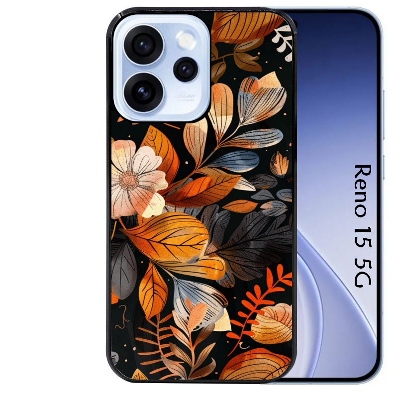 Coque noire taperso pour OPPO Reno 15 et F FS 5G avec motif fleur automne protection antichoc personnalisée