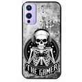 Coque noire taperso pour OnePlus 9 et 9 PRO avec motif tete de mort gamer beton protection antichoc personnalisée