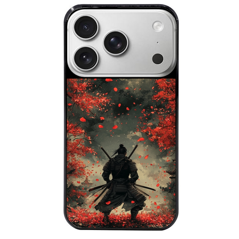 Coque noire taperso pour Iphone 17 17E AIR MAX PRO avec motif samourai et katana protection antichoc personnalisée