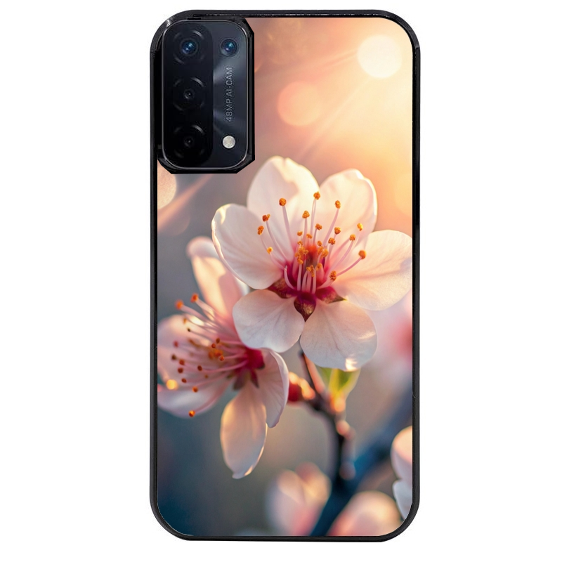 Coque noire taperso pour OPPO A54 et A74 5G avec motif fleur de cerisier protection antichoc personnalisée