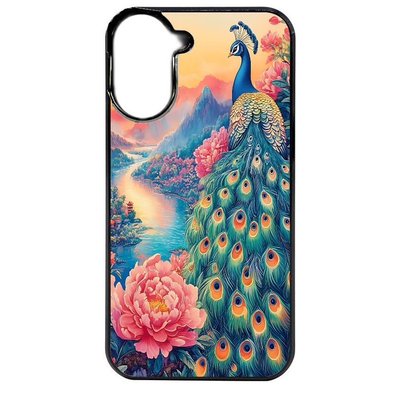 Coque noire taperso pour Redmi A5 4G avec motif paon japan protection antichoc personnalisée