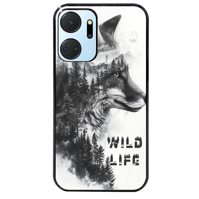 Coque noire taperso pour Honor X7A avec motif renard fox wild protection antichoc personnalisée