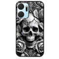 Coque noire taperso pour Honor X7A avec motif tete de mort fleur protection antichoc personnalisée