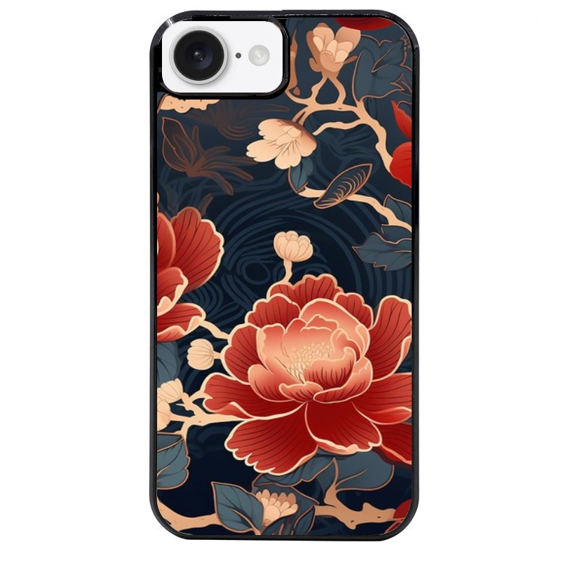Coque noire taperso pour Iphone 17 17E AIR MAX PRO avec motif fleur japan protection antichoc personnalisée
