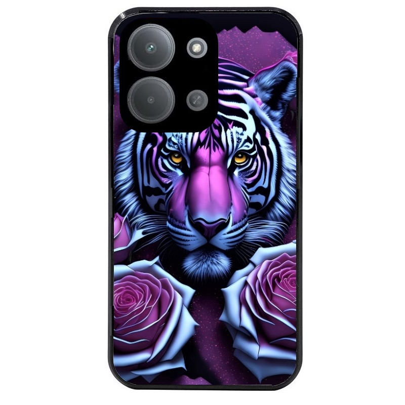 Coque noire taperso pour POCO C85 avec motif tigre uv style manga protection antichoc personnalisée