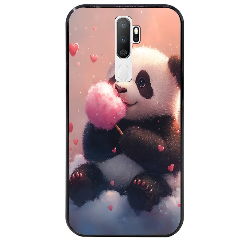 Coque noire taperso pour OPPO A5 A9 2020 avec motif panda bonbon protection antichoc personnalisée