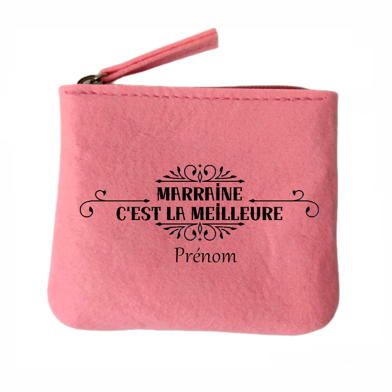 Porte monnaie personnalisé marraine meilleure en feutrine en feutrine