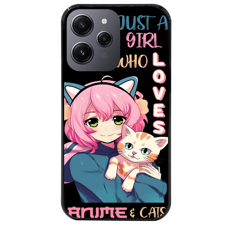 Coque noire taperso pour Redmi 12 4G et 5G avec motif anime et chat protection antichoc personnalisée
