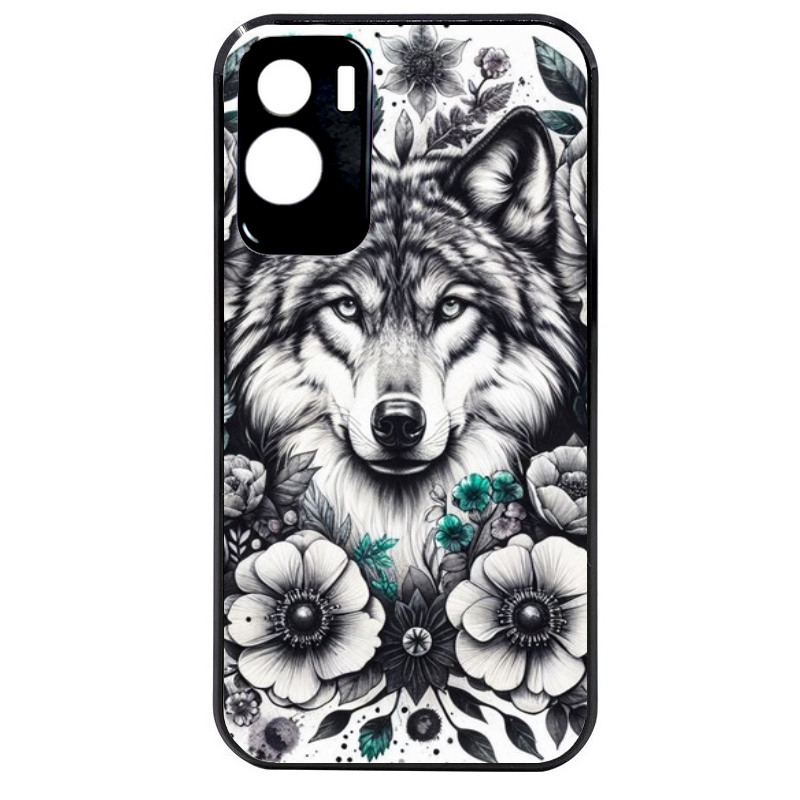 Coque noire taperso pour Honor 70 LITE 90 et LITE avec motif loup et fleur protection antichoc personnalisée