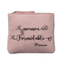 Porte monnaie personnalisé motif nounou formidable rose clair en feutrine en feutrine