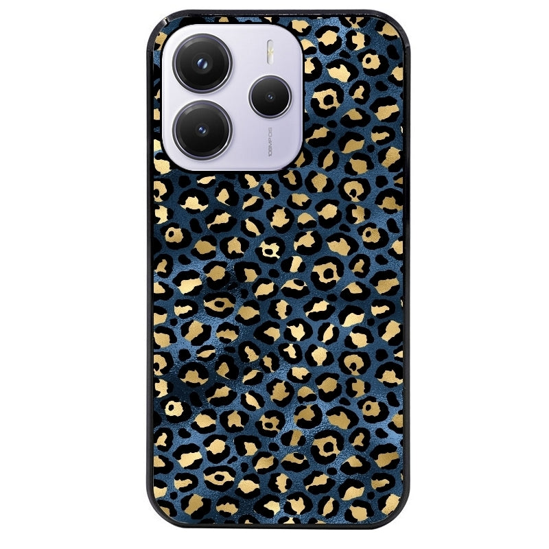 Coque noire taperso pour Redmi Note 14 et PRO PLUS 4G 5G avec motif leopard bleu protection antichoc personnalisée