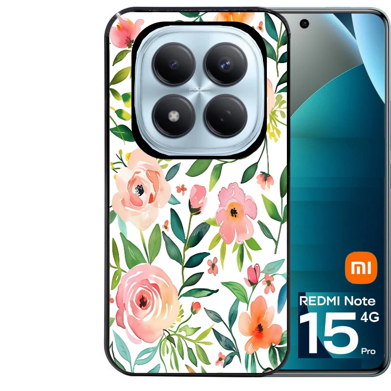 Coque noire taperso pour Redmi Note 15 et PRO PLUS 4G 5G avec motif fleur des champs protection antichoc personnalisée