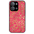 Coque noire taperso pour POCO C85 avec motif leopard fuschia protection antichoc personnalisée