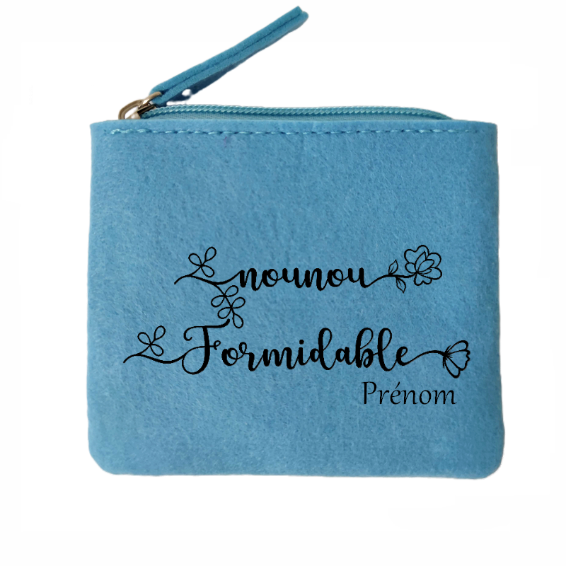 Porte monnaie personnalisé nounou formidable en feutrine en feutrine