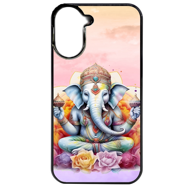 Coque noire taperso pour POCO C71 4G avec motif elephant namaste protection antichoc personnalisée