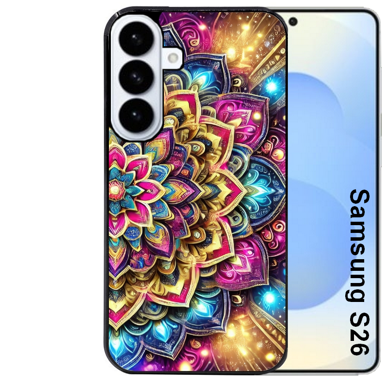 Coque noire taperso pour galaxy S26 et PLUS ULTRA FE avec motif mandala 2 protection antichoc personnalisée