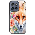 Coque noire taperso pour Moto Edge 60 et Neo Fusion Pro avec motif renard fox et fleurs protection antichoc personnalisée