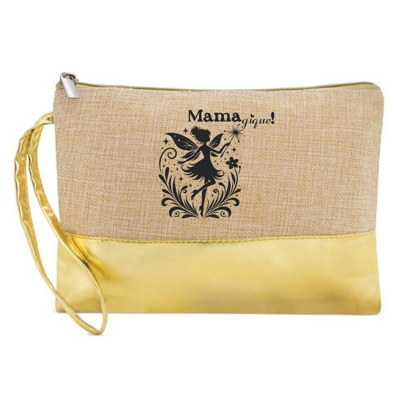 Pochette maman magique  en jute et doré en jute et doré