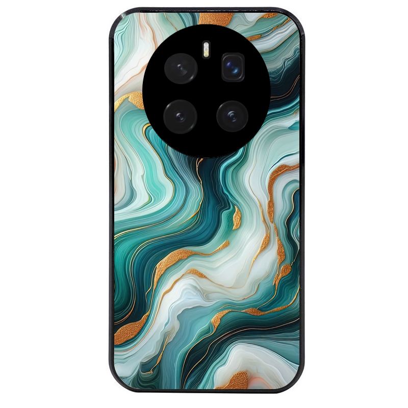 Coque noire taperso pour Magic 7 LITE et PRO avec motif marbre vert protection antichoc personnalisée