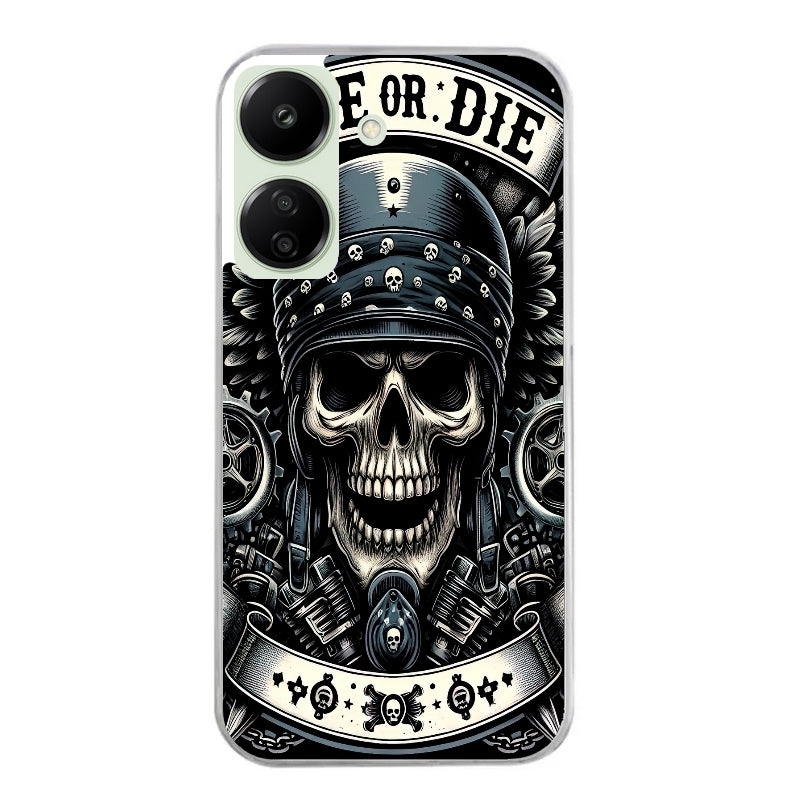 Coque taperso pour POCO C65 4G avec motif mort motard protection antichoc personnalisée