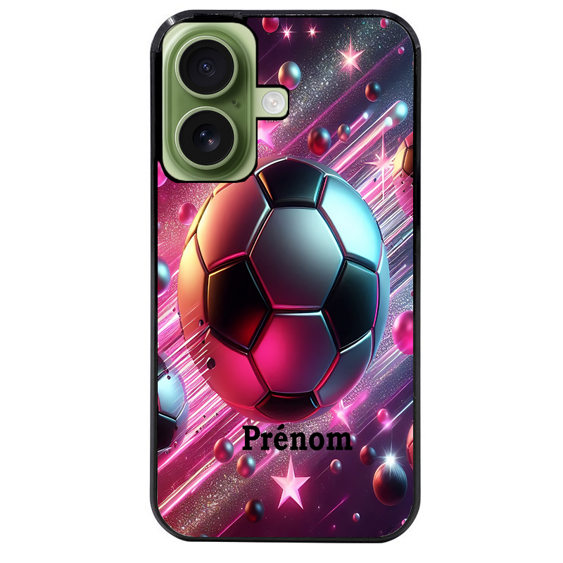 Coque noire taperso pour Iphone 17 17E AIR MAX PRO avec motif foot etoile personnalisee protection antichoc personnalisée