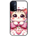 Coque noire taperso pour OPPO A54 et A74 5G avec motif chat noeud et coeur protection antichoc personnalisée
