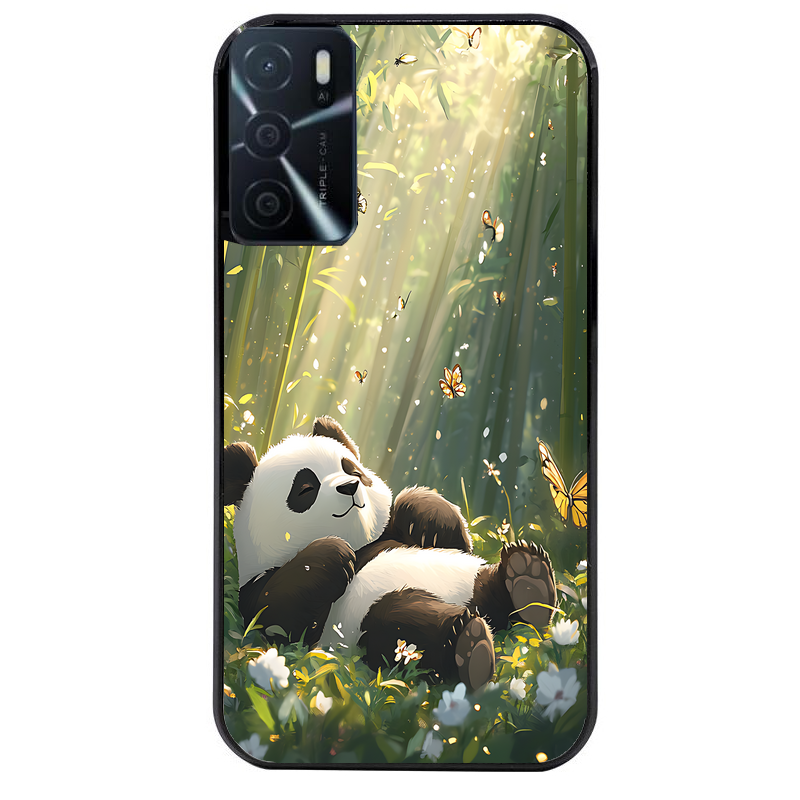 Coque noire taperso pour OPPO A16 et A16S avec motif panda bambou protection antichoc personnalisée