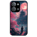 Coque noire taperso pour POCO C85 avec motif samourai cerisier protection antichoc personnalisée