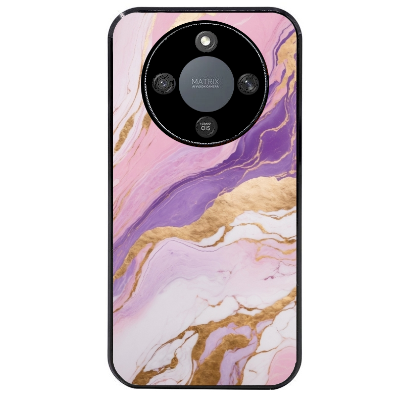Coque noire taperso pour Magic 5 6 LITE et PRO avec motif marbre violet protection antichoc personnalisée